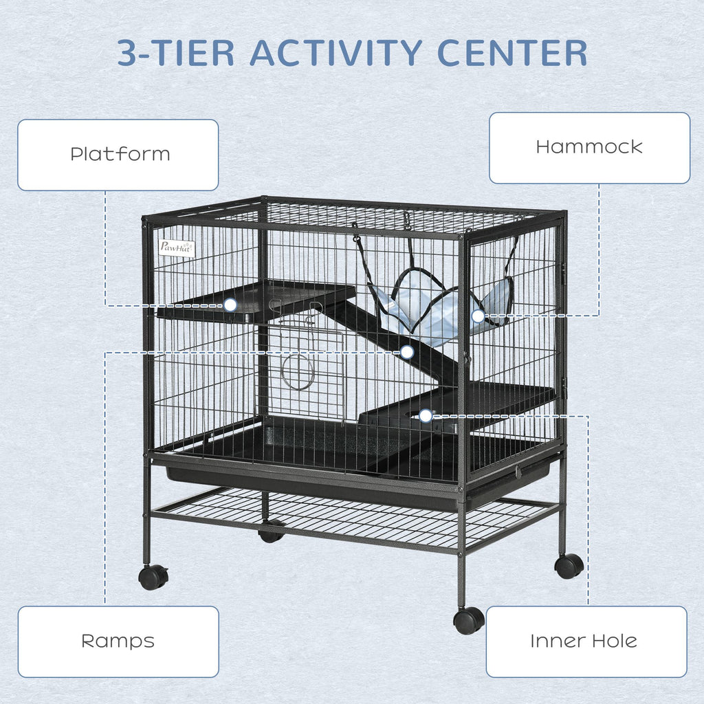 Spacious 3-Storey structured Ferret Cage with Hammock and Storage Shelf