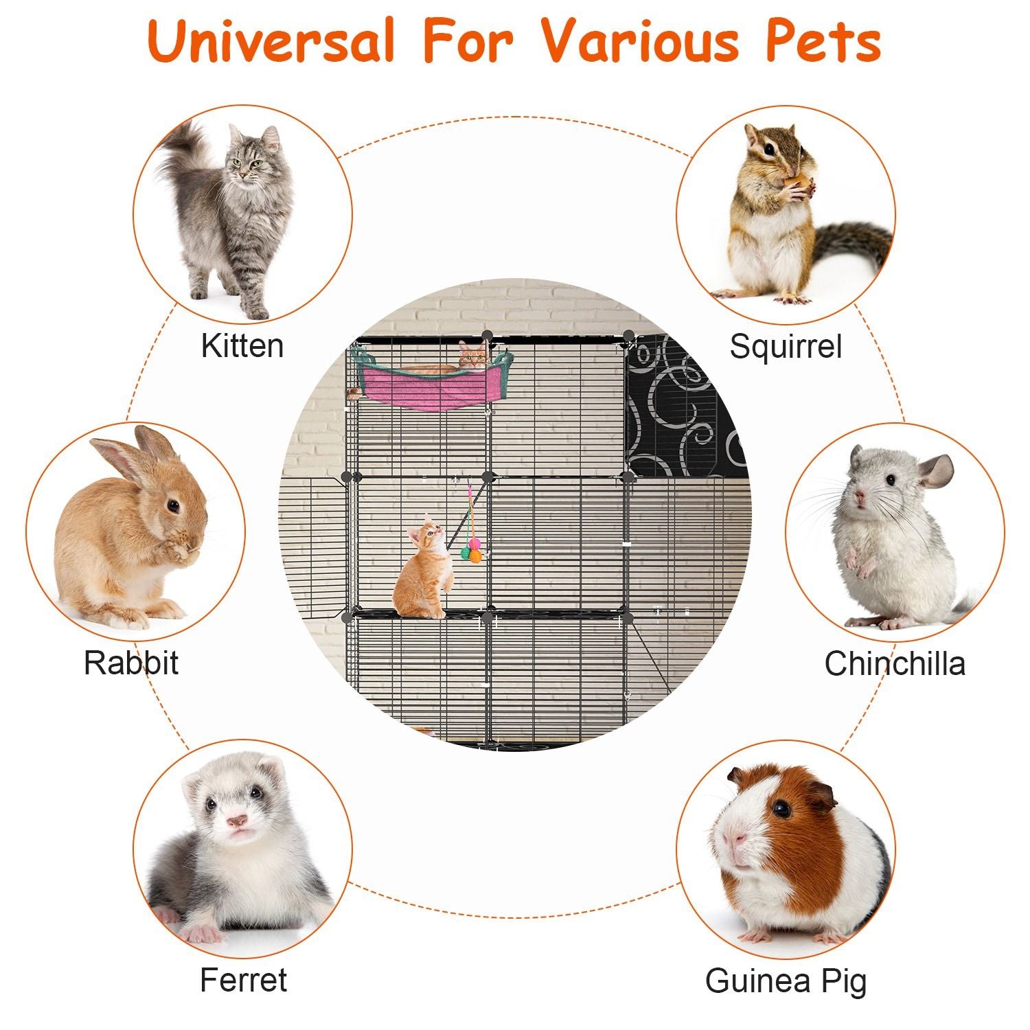 Three-Tier Indoor Cat Cage Playpen with 3 Doors and 2 Ladders