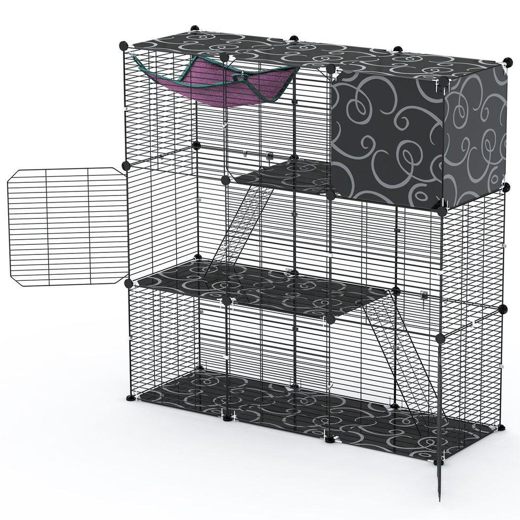 Three-Tier Indoor Cat Cage Playpen with 3 Doors and 2 Ladders