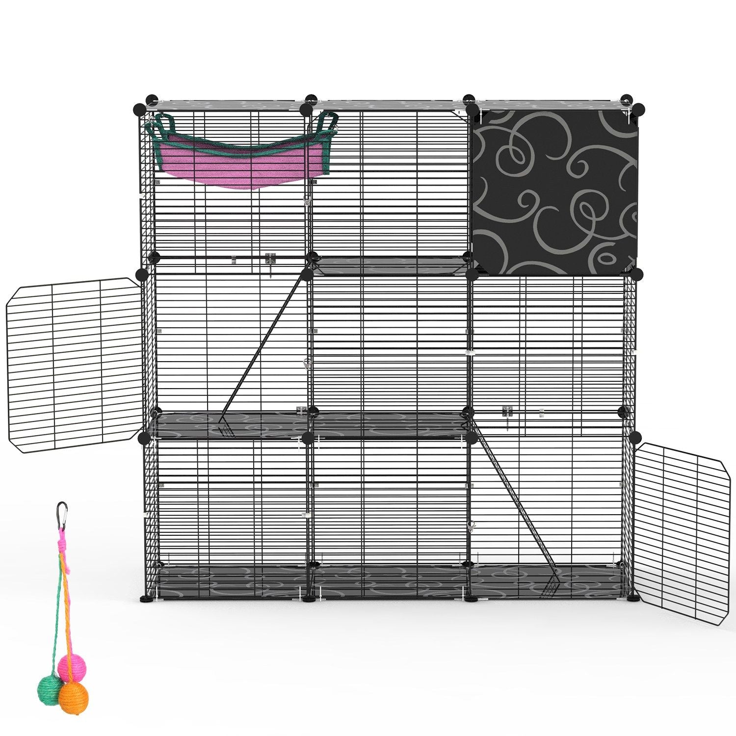Three-Tier Indoor Cat Cage Playpen with 3 Doors and 2 Ladders