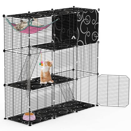 Three-Tier Indoor Cat Cage Playpen with 3 Doors and 2 Ladders