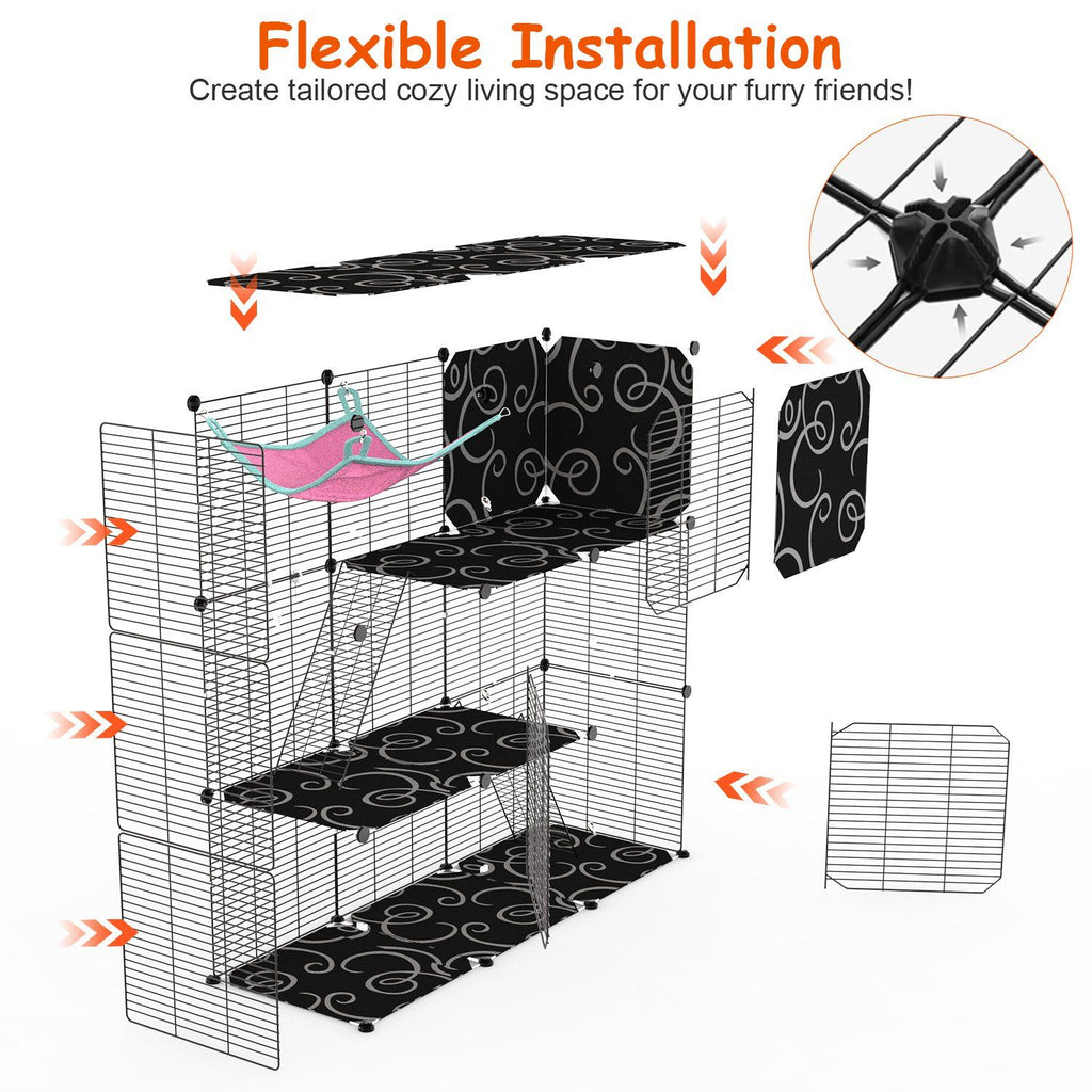 Three-Tier Indoor Cat Cage Playpen with 3 Doors and 2 Ladders