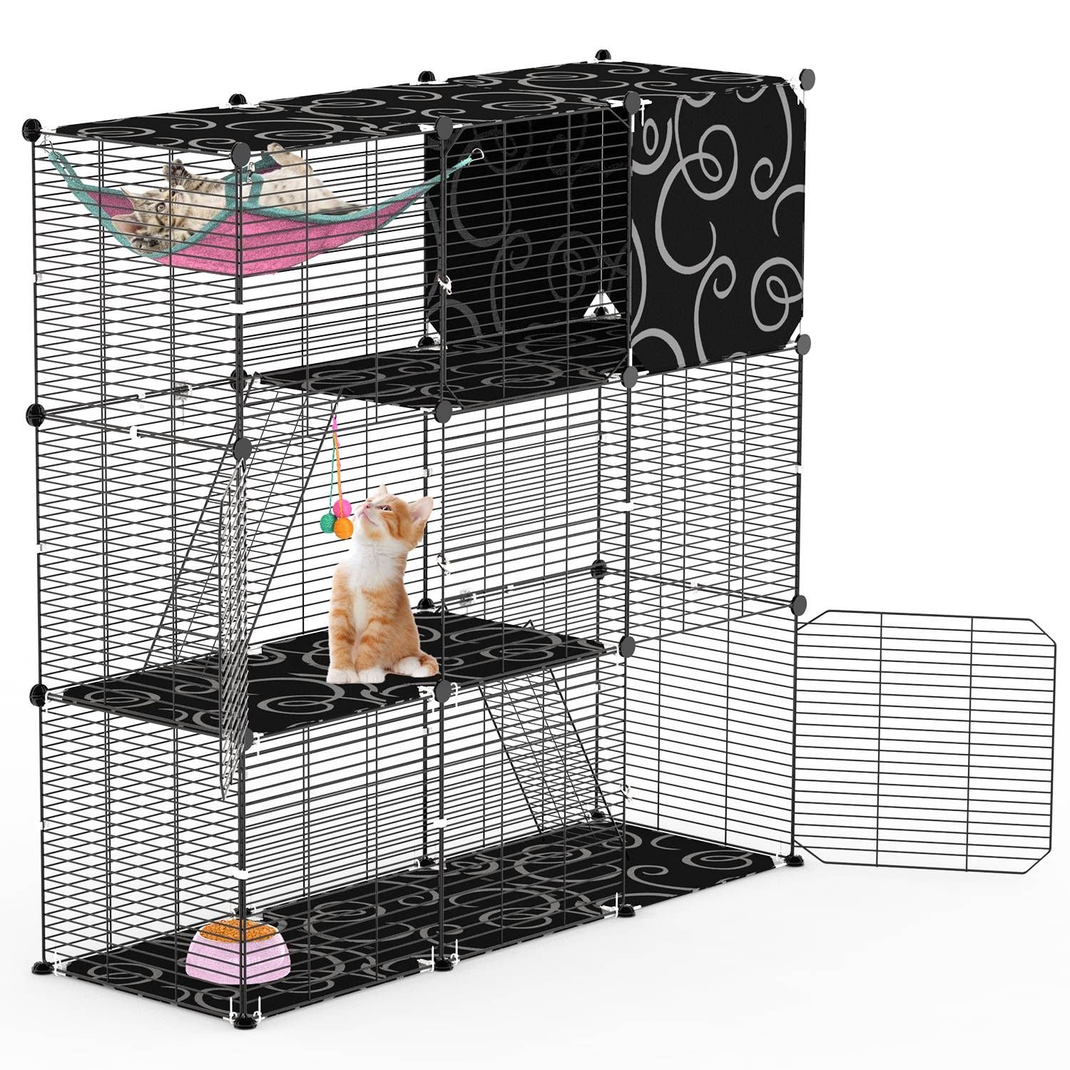 Three-Tier Indoor Cat Cage Playpen with 3 Doors and 2 Ladders