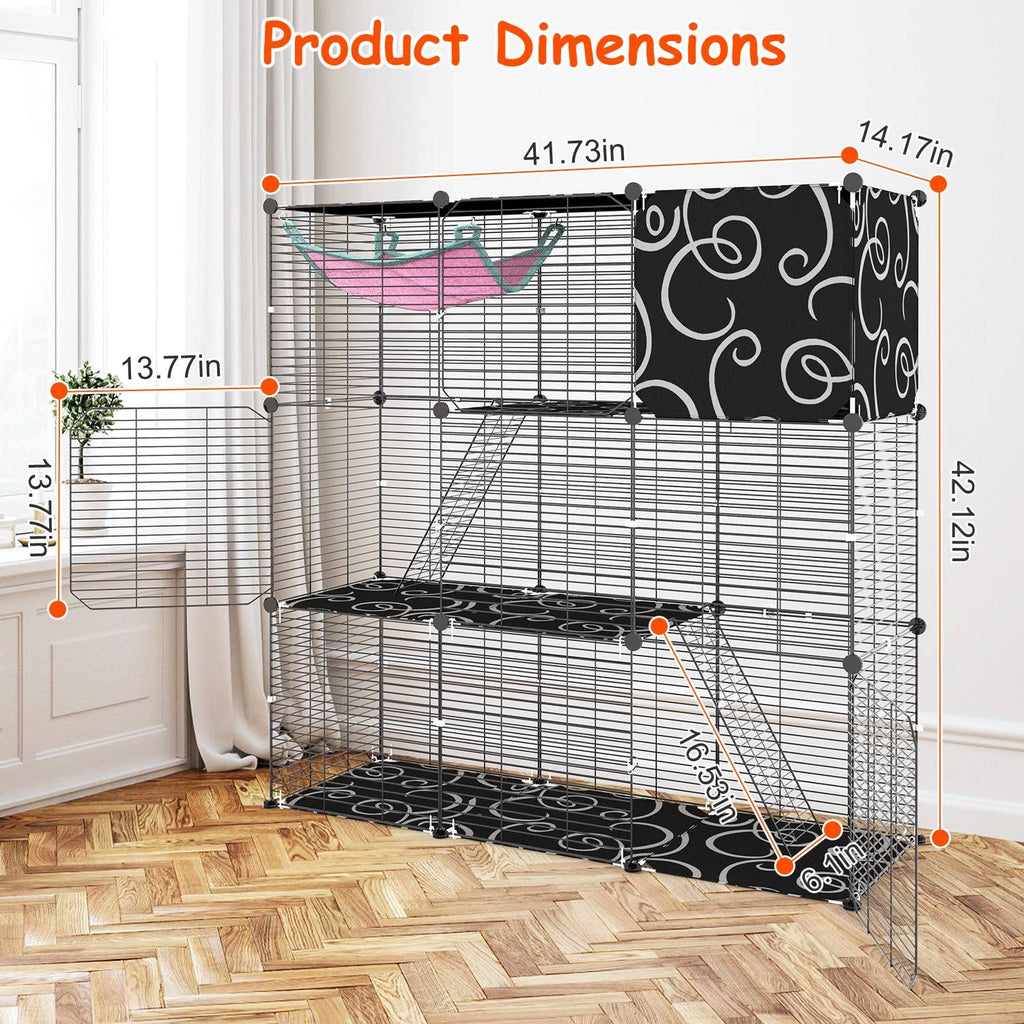 Three-Tier Indoor Cat Cage Playpen with 3 Doors and 2 Ladders