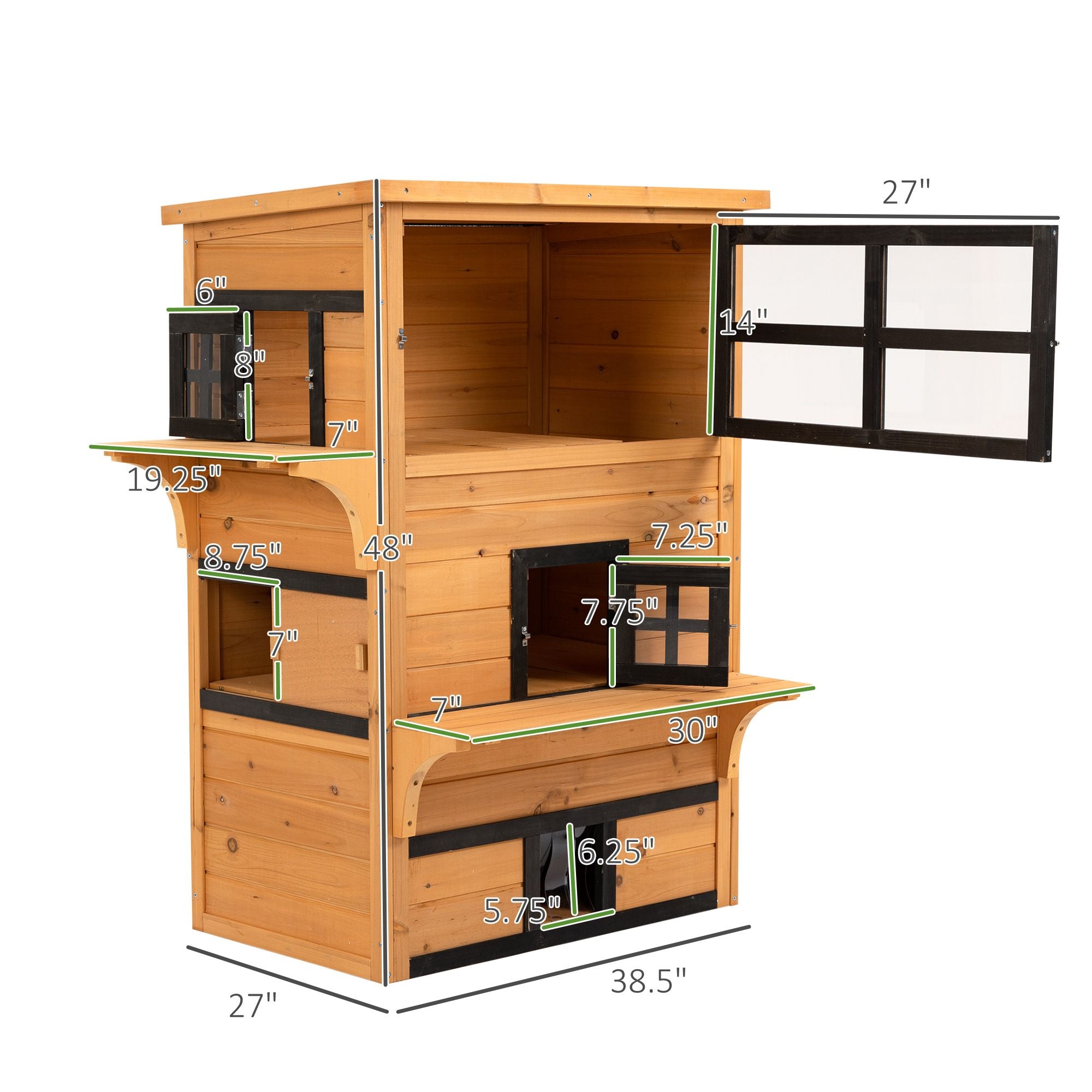 3-Tier Outdoor Cat House with Fun Entrances & Solid Construction
