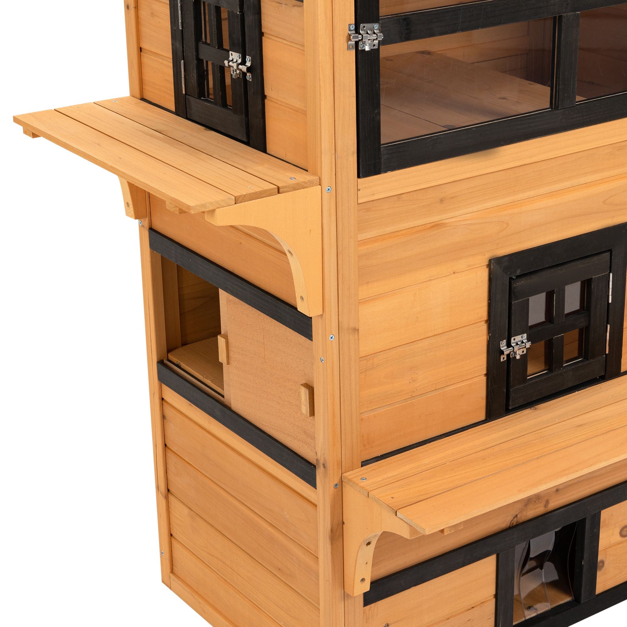3-Tier Outdoor Cat House with Fun Entrances & Solid Construction