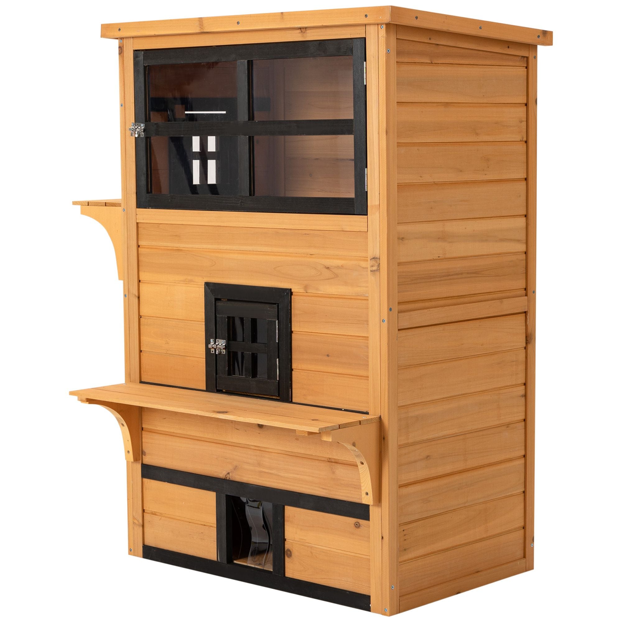 3-Tier Outdoor Cat House with Fun Entrances & Solid Construction