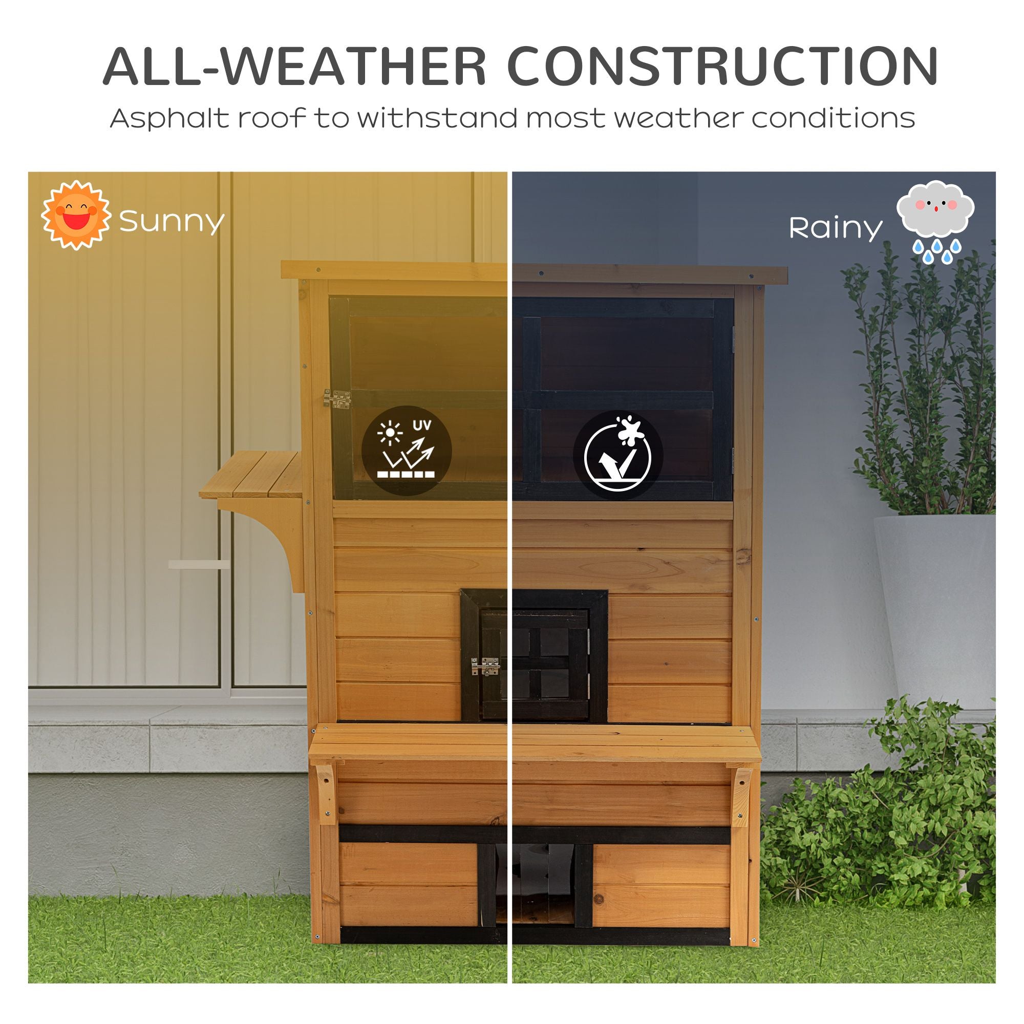 3-Tier Outdoor Cat House with Fun Entrances & Solid Construction