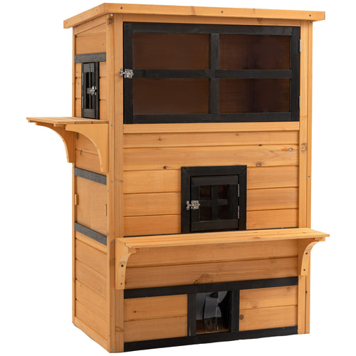 3-Tier Outdoor Cat House with Fun Entrances & Solid Construction
