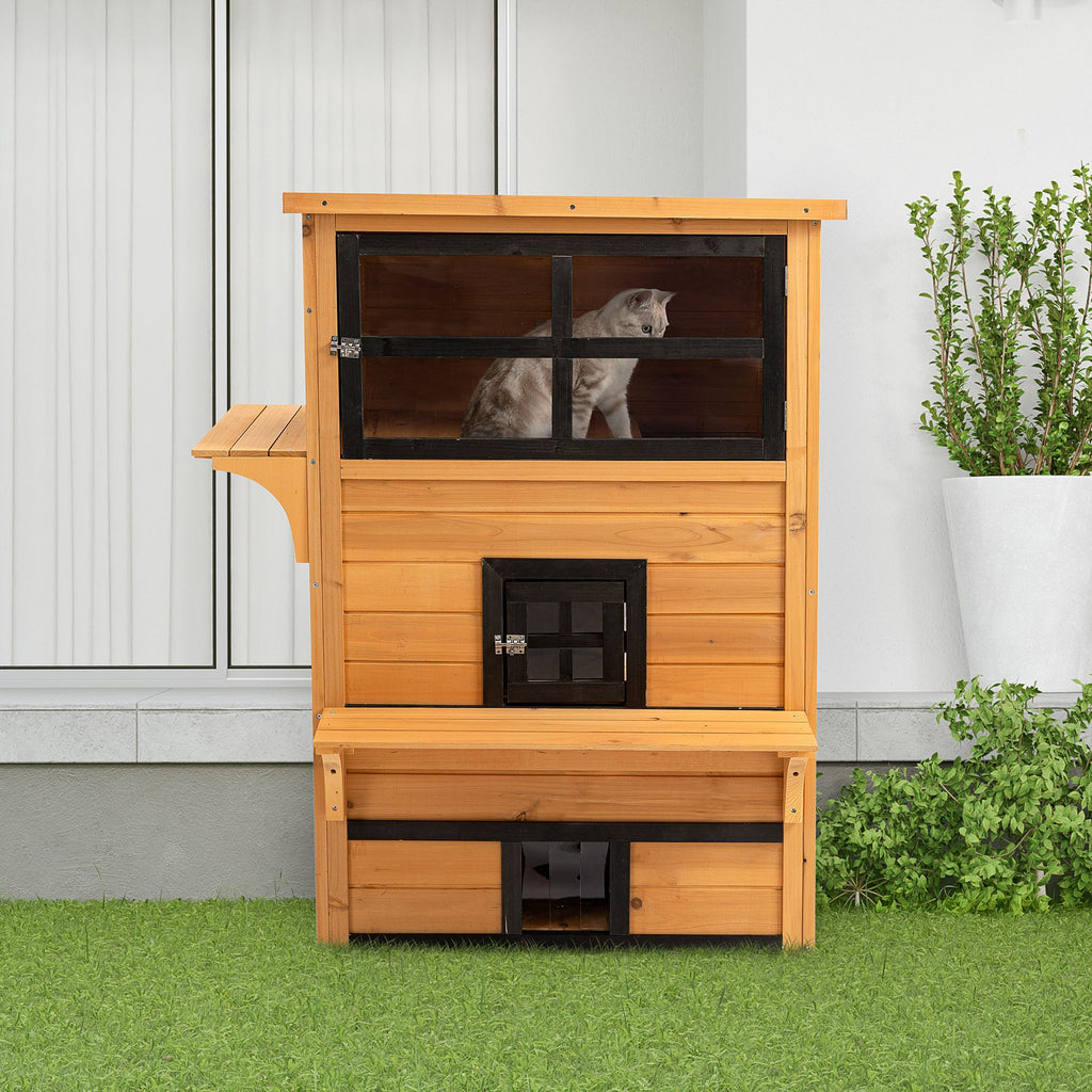 3-Tier Outdoor Cat House with Fun Entrances & Solid Construction