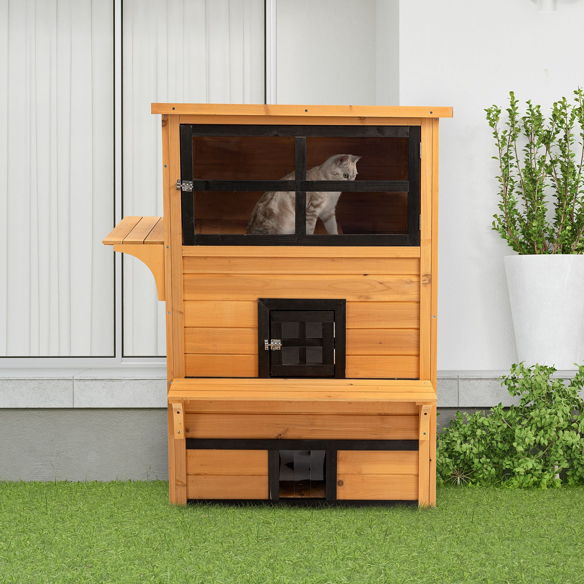 3-Tier Outdoor Cat House with Fun Entrances & Solid Construction