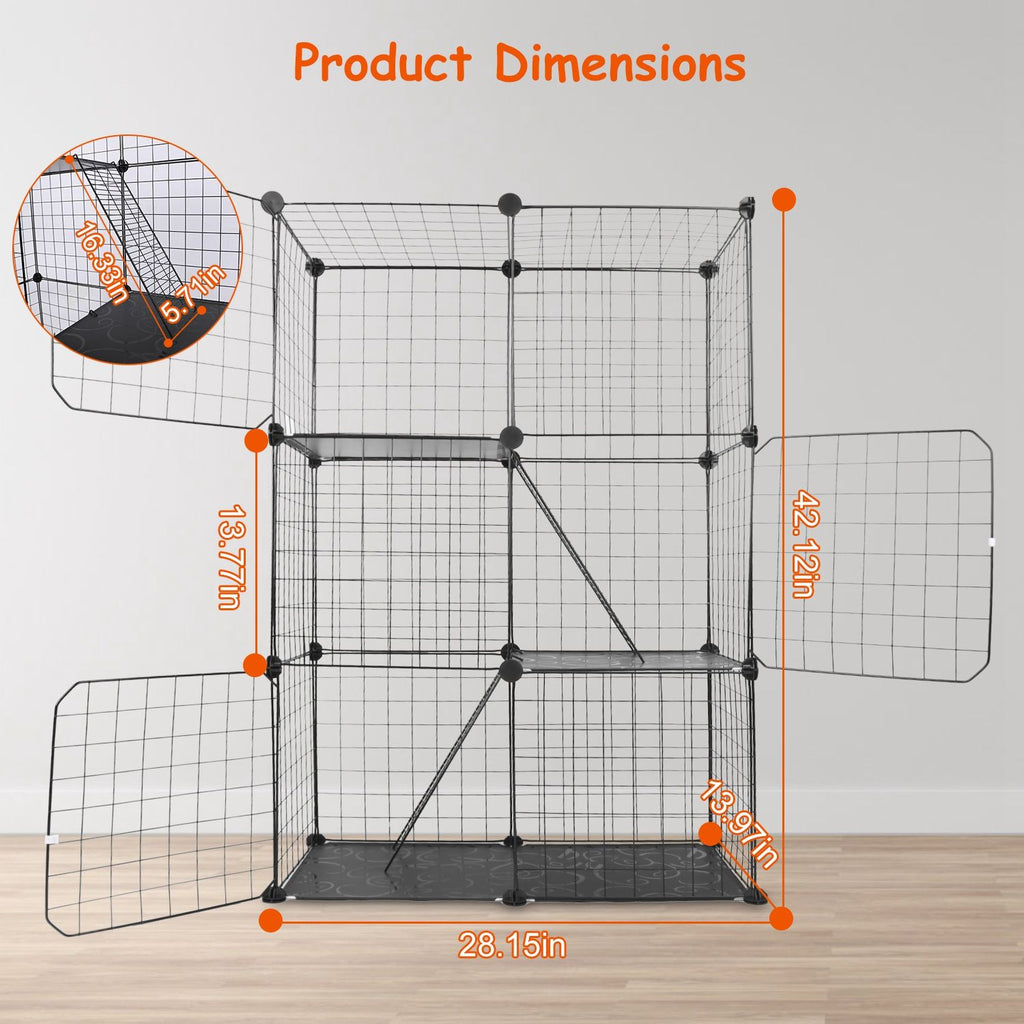 3-Tier Cat Playpen with Ladders and Doors for Indoor Cats