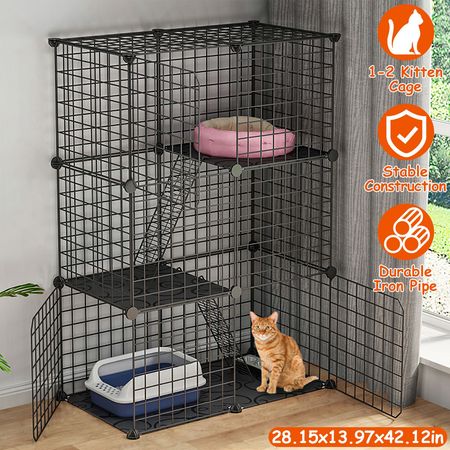 3-Tier Cat Playpen with Ladders and Doors for Indoor Cats – image 1