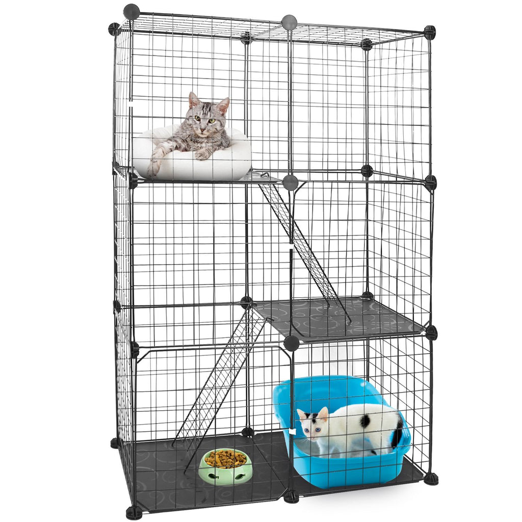 3-Tier Cat Playpen with Ladders and Doors for Indoor Cats