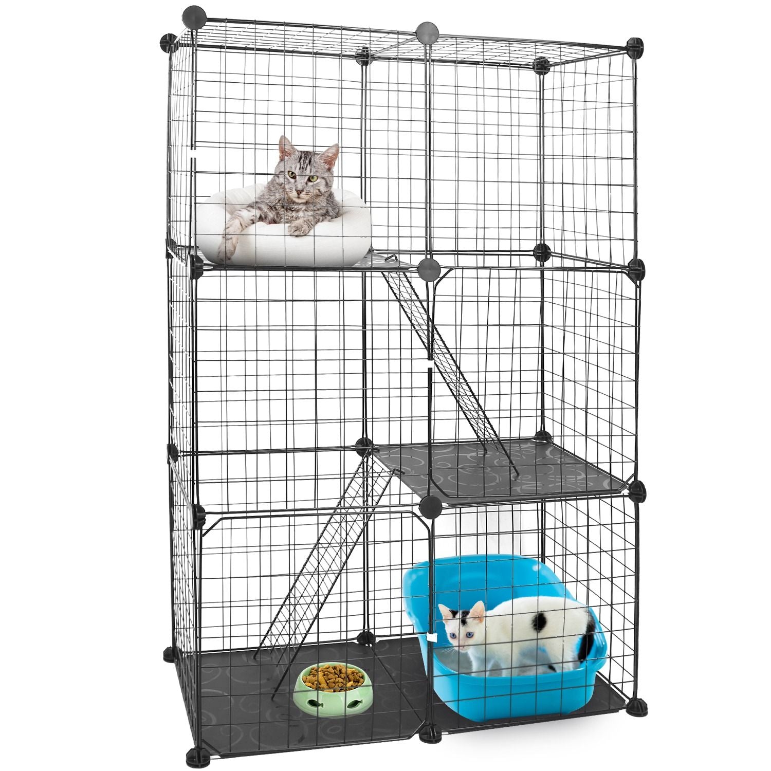 3-Tier Cat Playpen with Ladders and Doors for Indoor Cats