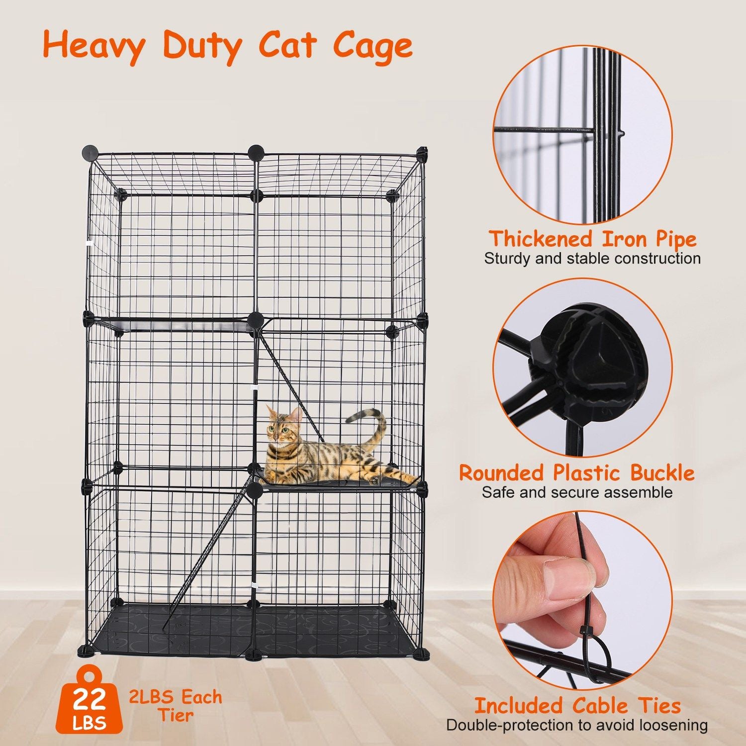 3-Tier Cat Playpen with Ladders and Doors for Indoor Cats