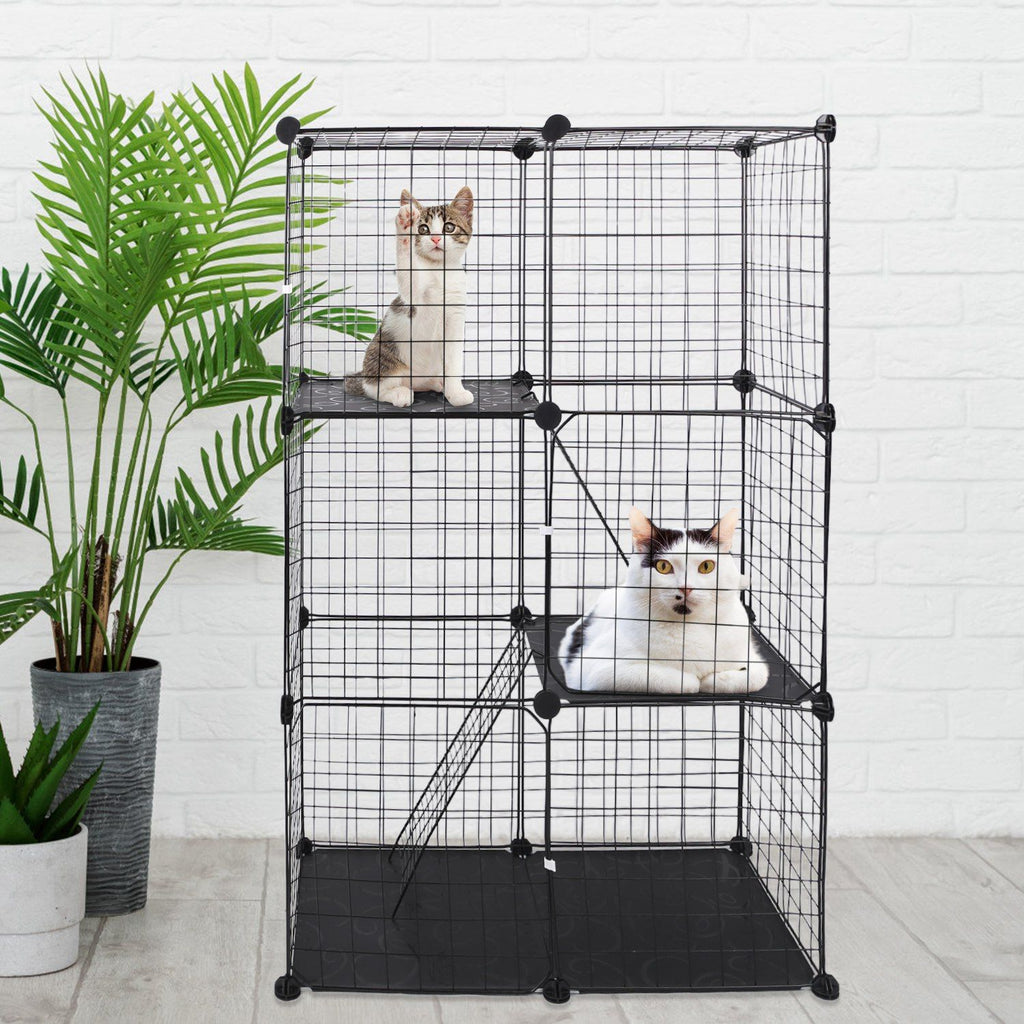 3-Tier Cat Playpen with Ladders and Doors for Indoor Cats