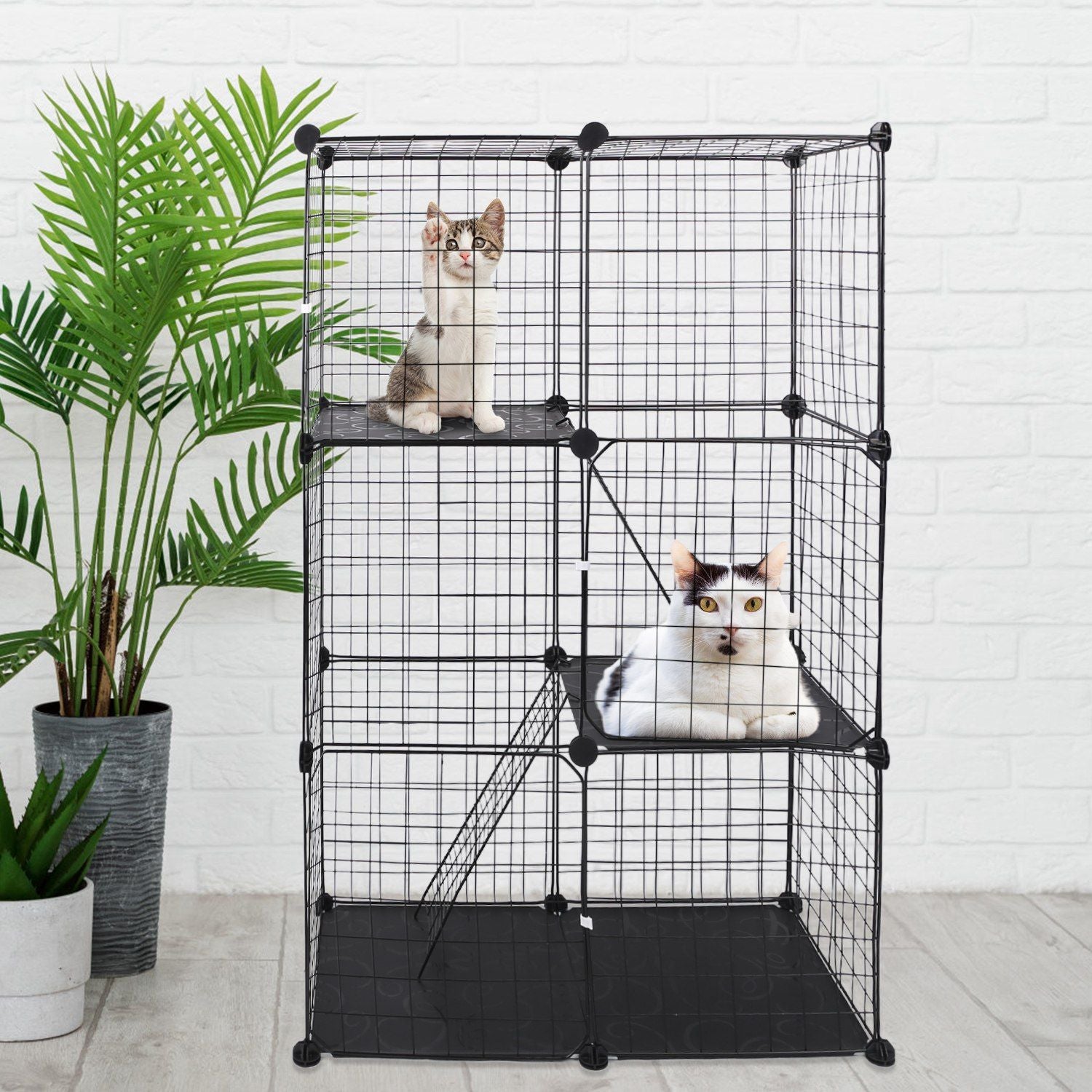 3-Tier Cat Playpen with Ladders and Doors for Indoor Cats