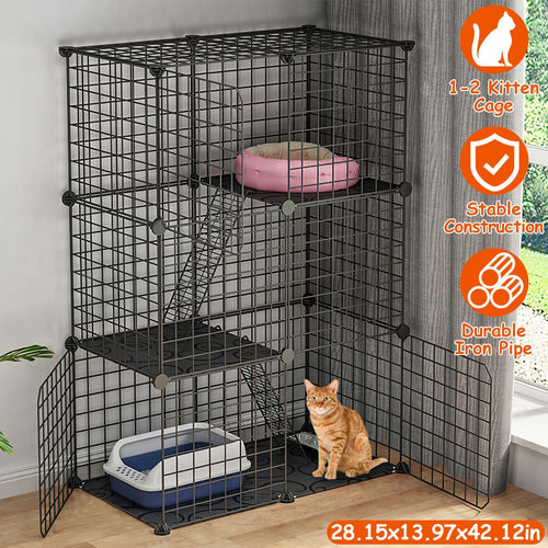 3-Tier Cat Playpen with Ladders and Doors for Indoor Cats – image 2