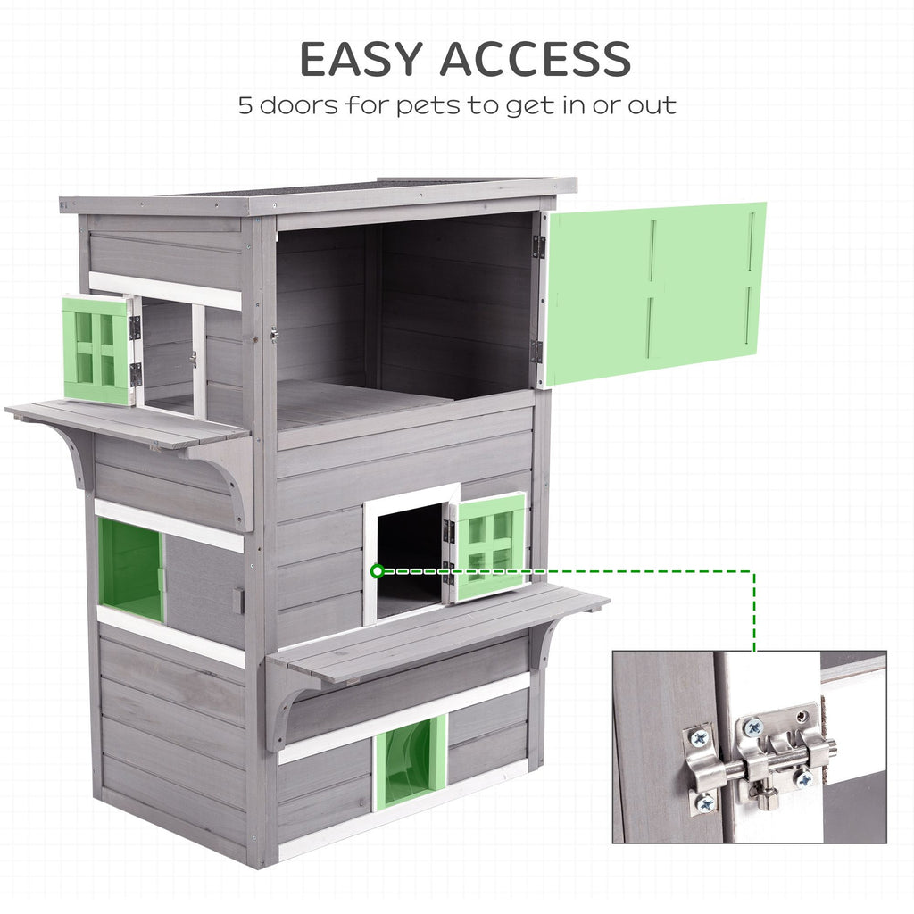 3-Tier Feral Cat House with Escape Doors and Jumping Platform