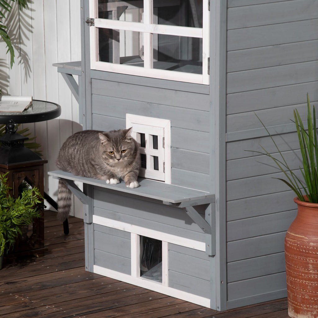 3-Tier Feral Cat House with Escape Doors and Jumping Platform