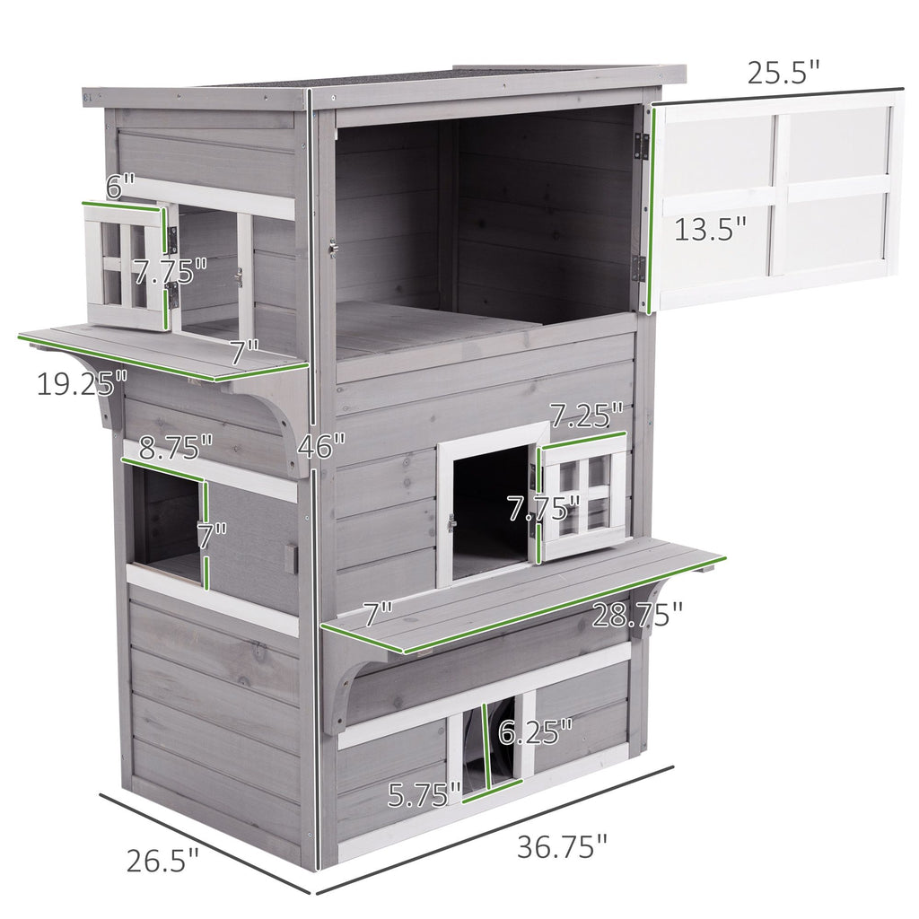 3-Tier Feral Cat House with Escape Doors and Jumping Platform