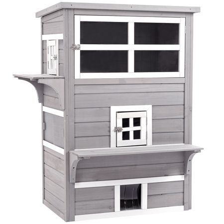 3-Tier Feral Cat House with Escape Doors and Jumping Platform – image 1