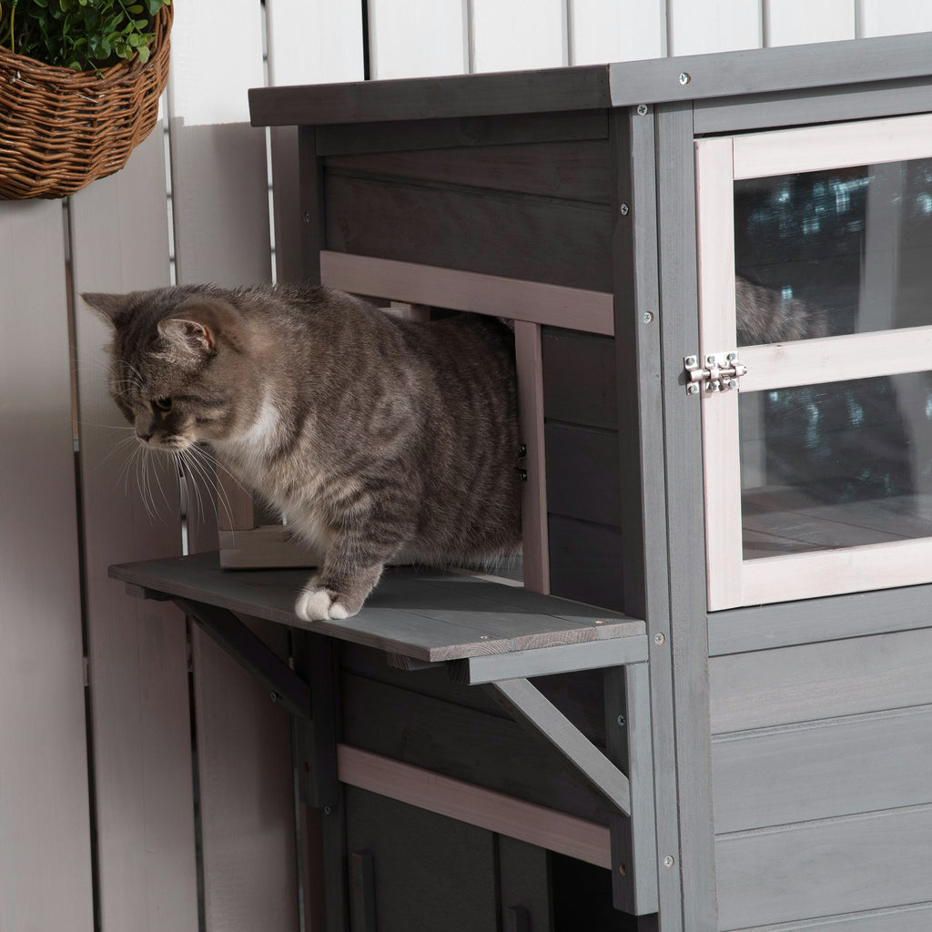 3-Tier Feral Cat House with Escape Doors and Jumping Platform
