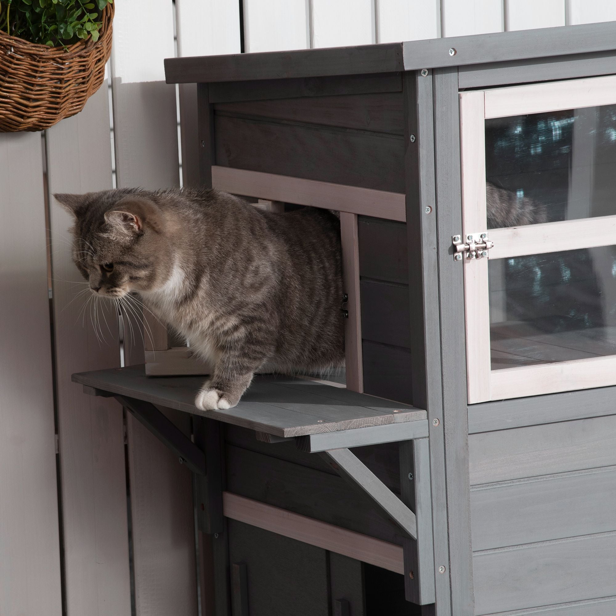 3-Tier Feral Cat House with Escape Doors and Jumping Platform