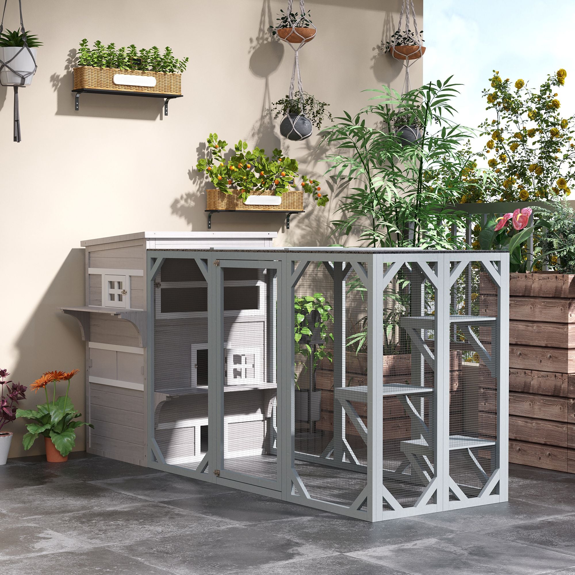 3-Tier Feral Cat House with Escape Doors and Jumping Platform