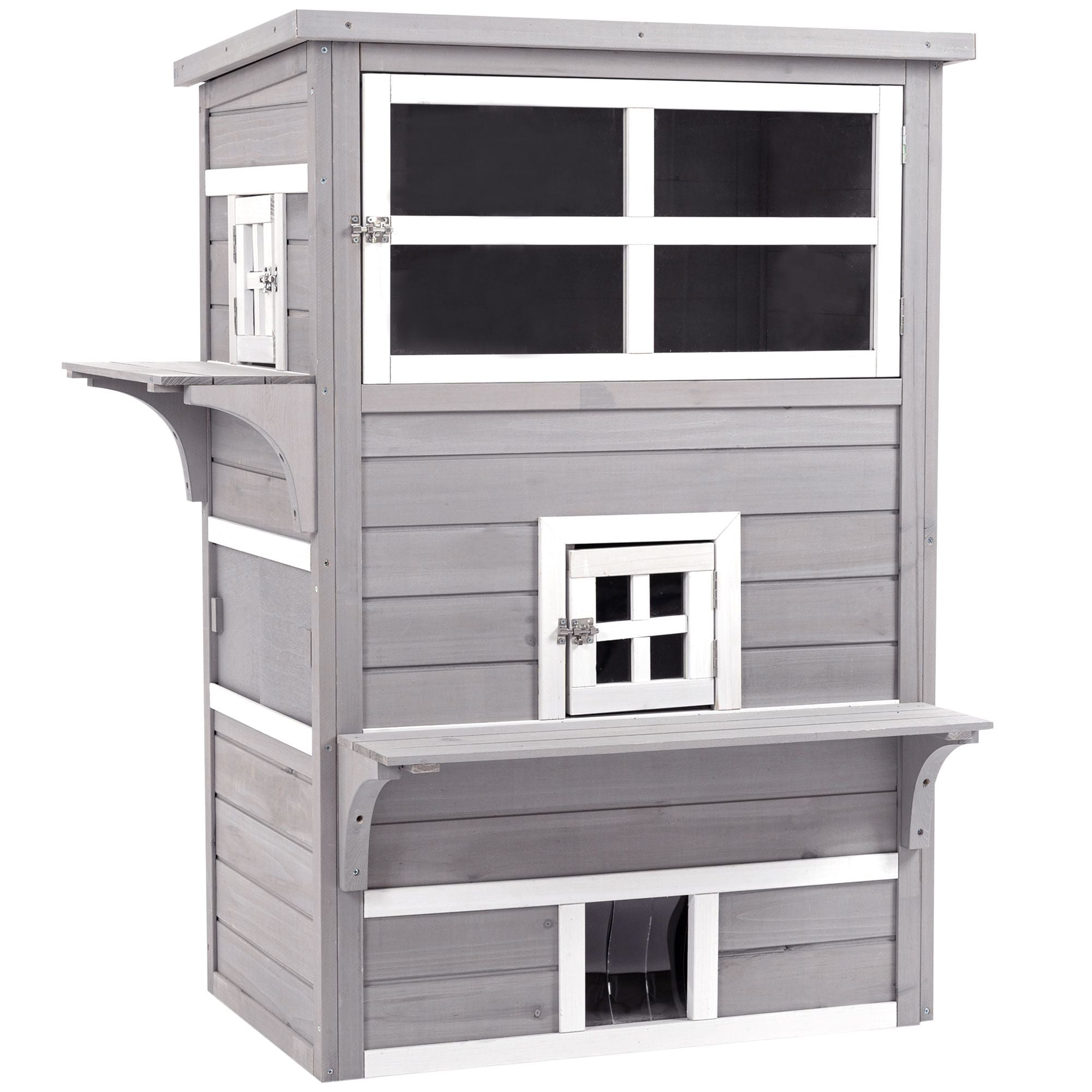 3-Tier Feral Cat House with Escape Doors and Jumping Platform