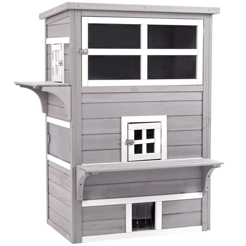 3-Tier Feral Cat House with Escape Doors and Jumping Platform – image 2