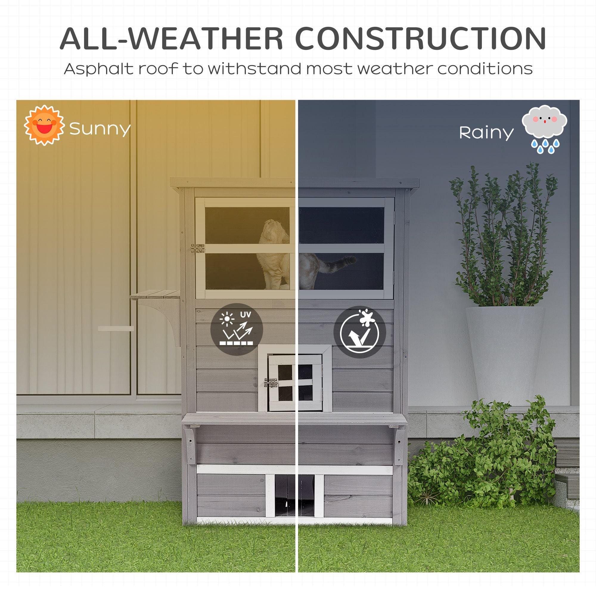 3-Tier Feral Cat House with Escape Doors and Jumping Platform