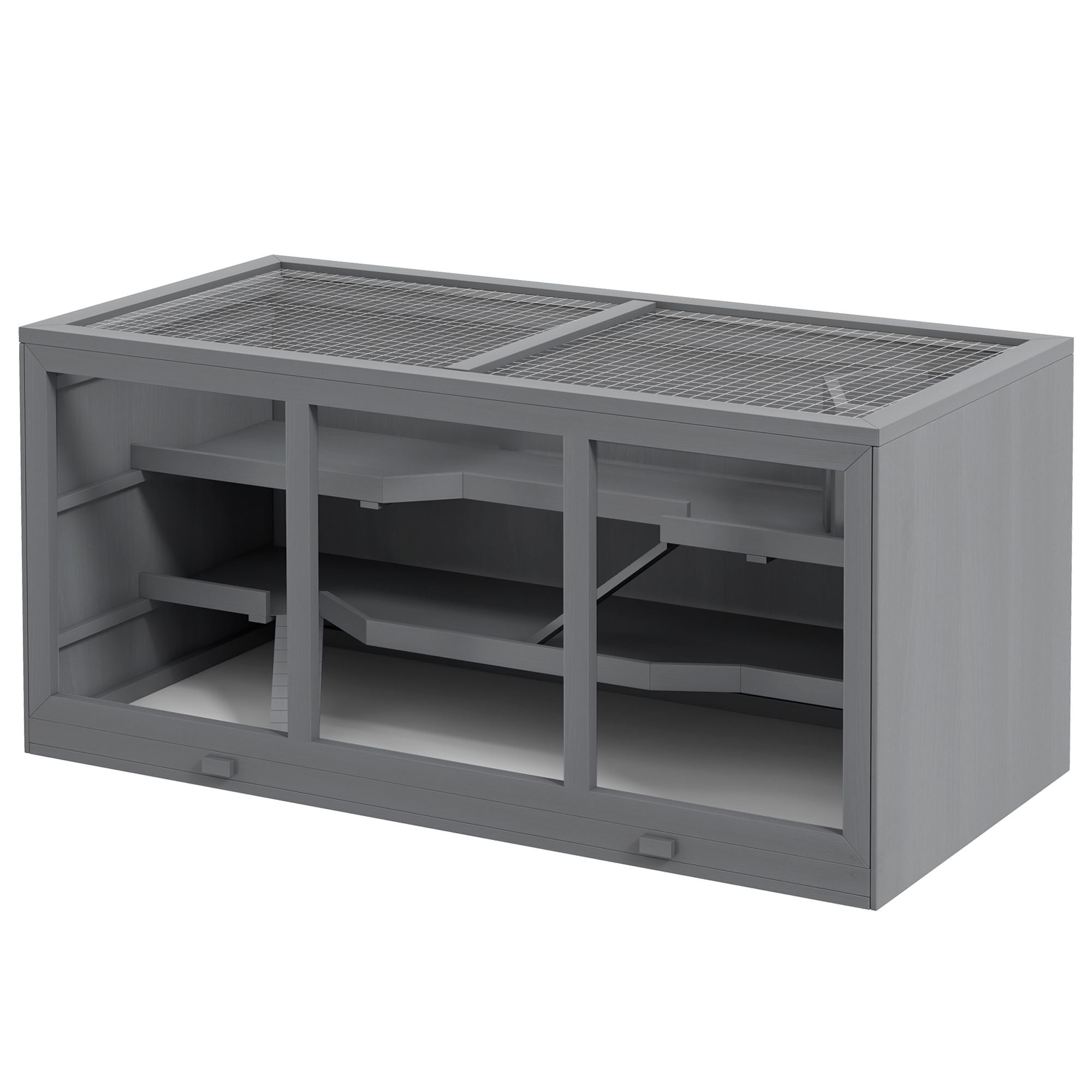 3-Tier Hamster Cage with Tunnel and Ramps – Clear Front, water-ready Tray