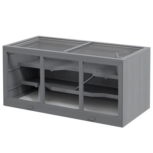 3-Tier Hamster Cage with Tunnel and Ramps – Clear Front, water-ready Tray – image 2