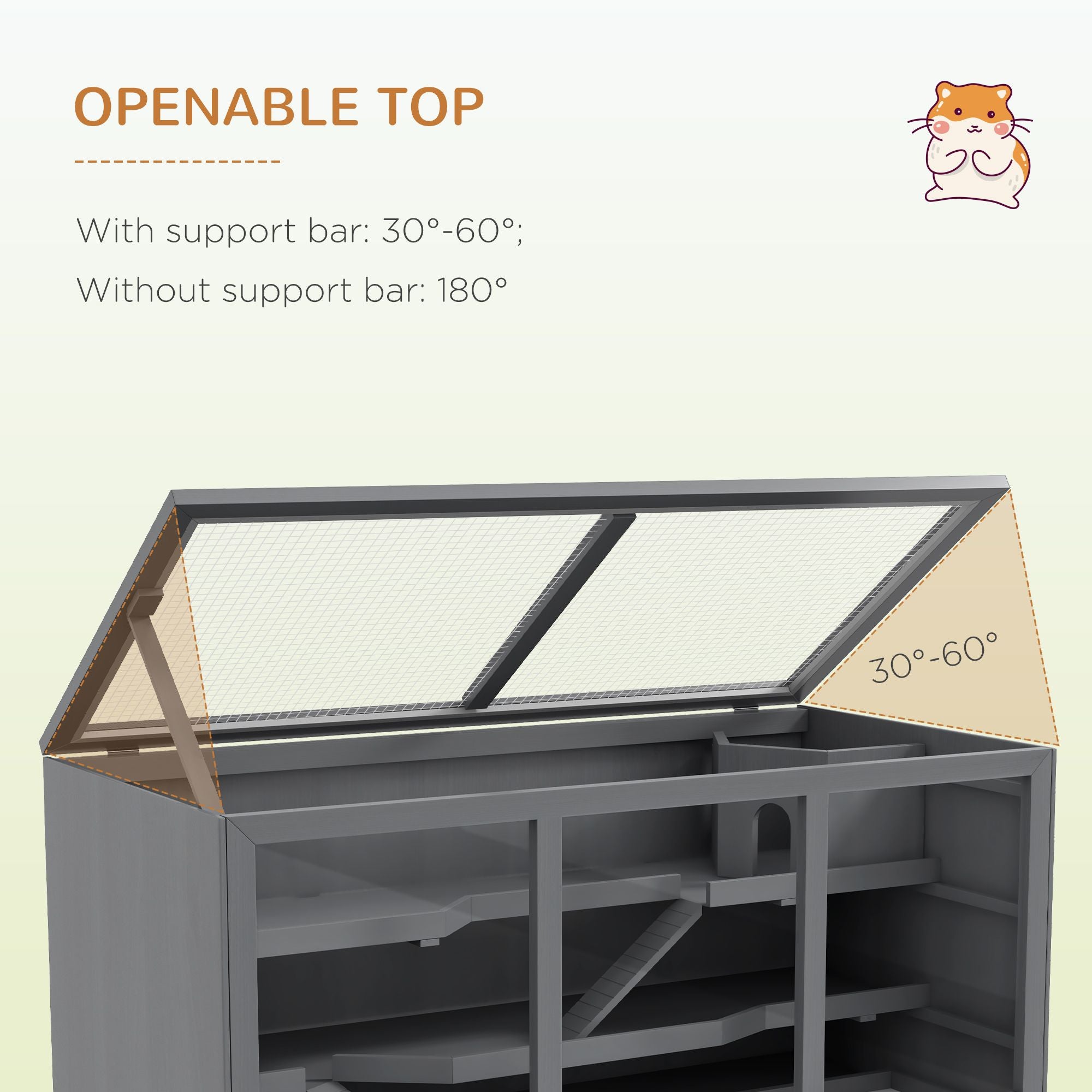 3-Tier Hamster Cage with Tunnel and Ramps – Clear Front, water-ready Tray