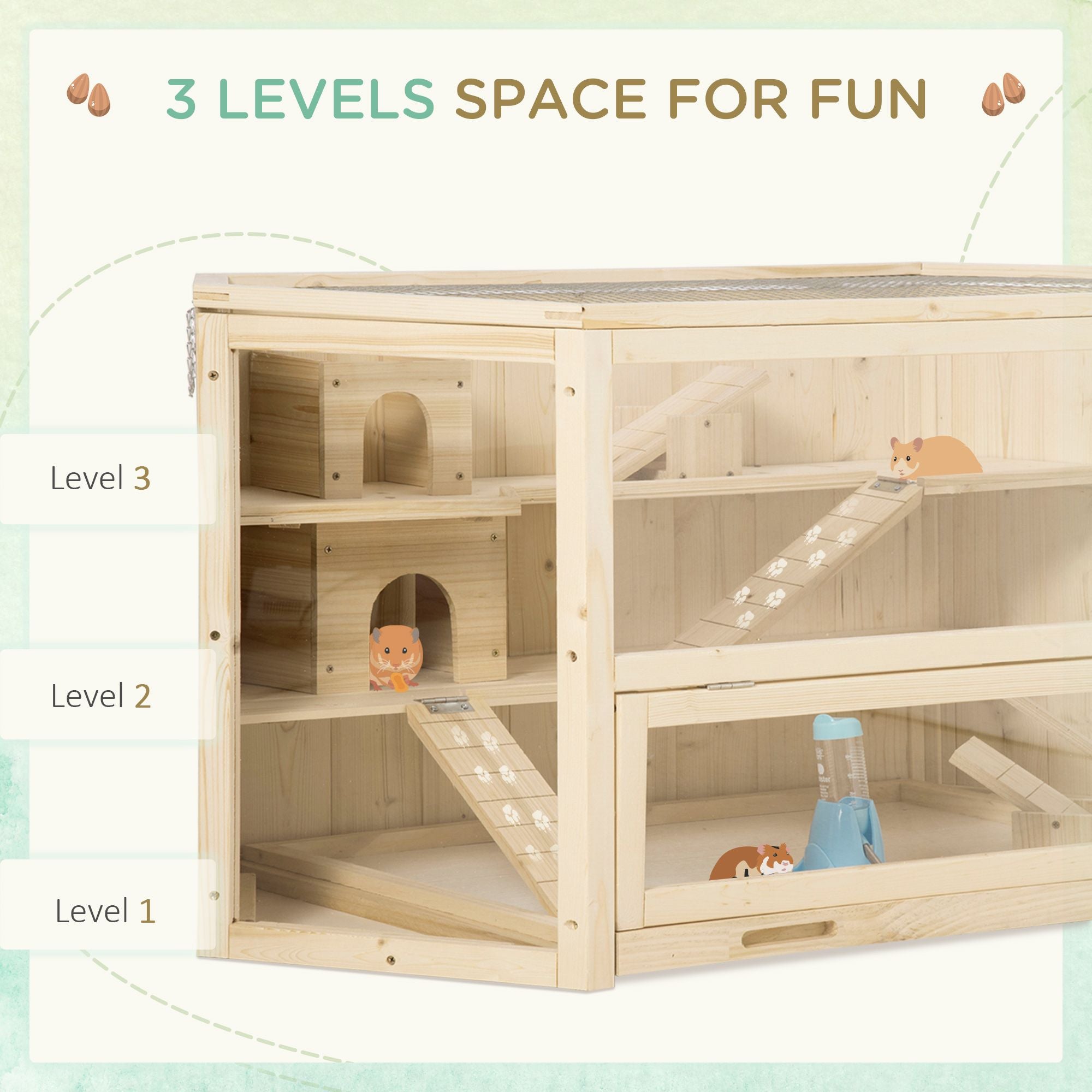 3-Tier Large furniture-style Hamster Cage with Fun Seesaws and Huts
