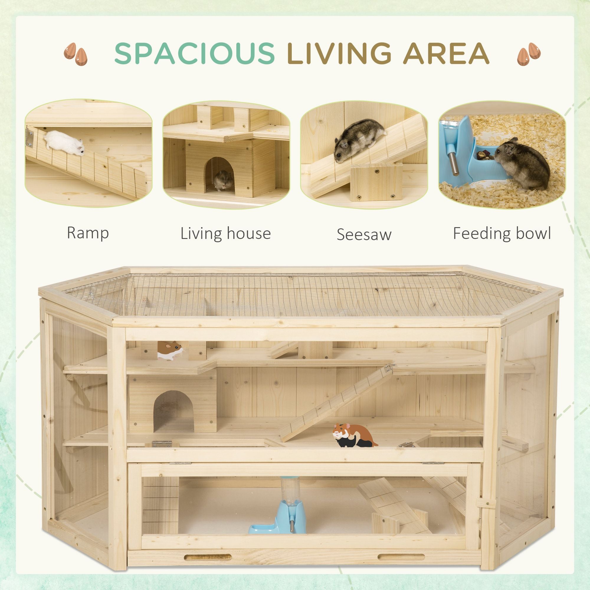 3-Tier Large furniture-style Hamster Cage with Fun Seesaws and Huts