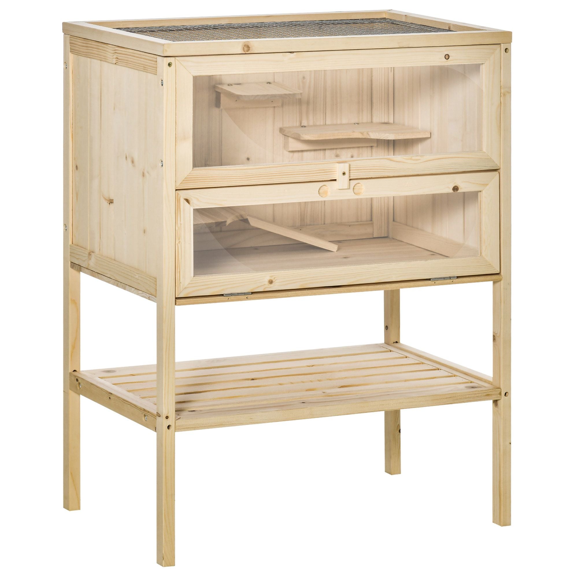3-Tier Wooden Hamster Haven: Explore, Play & Rest