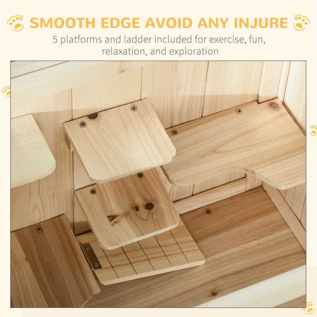3-Tier Wooden Hamster Haven: Explore, Play & Rest
