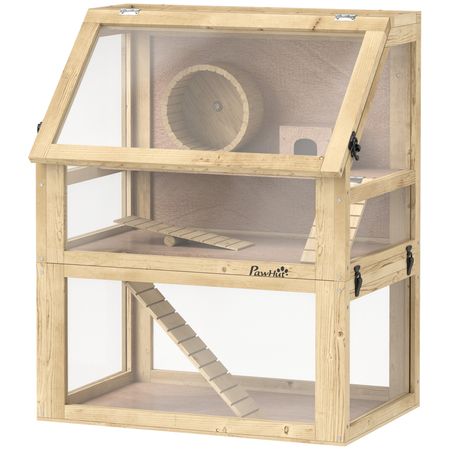 Spacious 3-Tier furniture-style Hamster Cage with Seesaw & Exercise Wheel