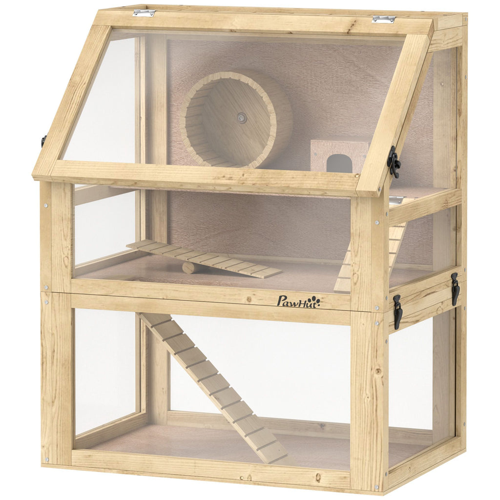 Spacious 3-Tier furniture-style Hamster Cage with Seesaw & Exercise Wheel