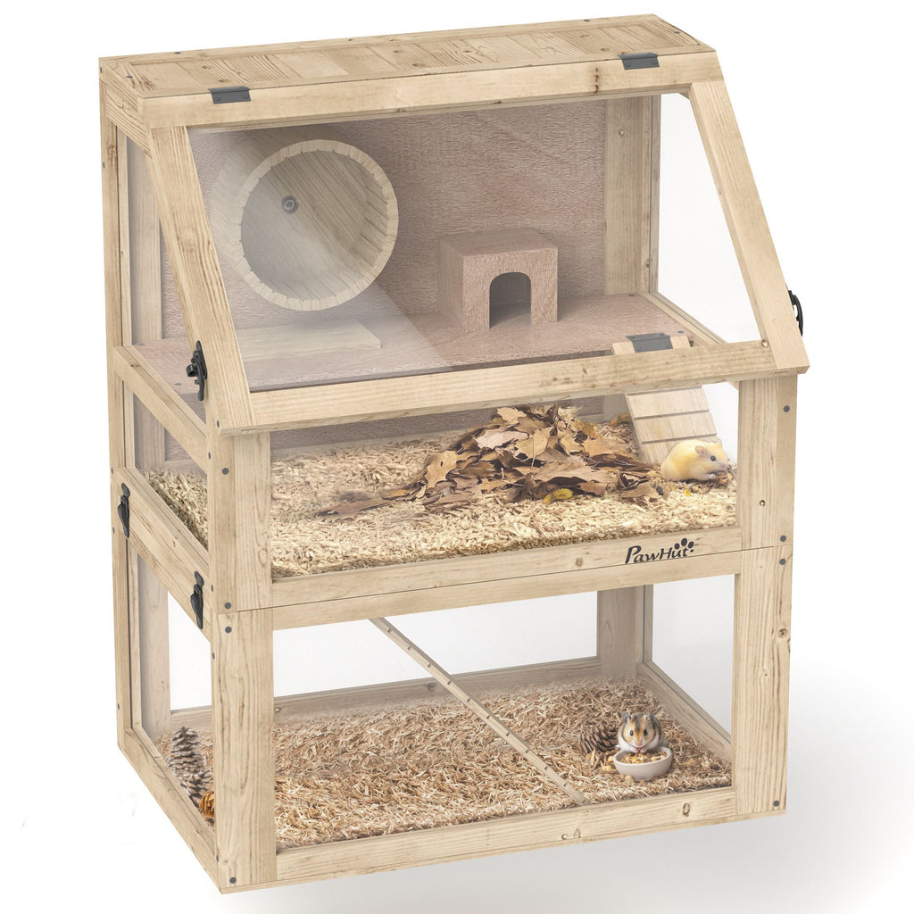 Spacious 3-Tier furniture-style Hamster Cage with Seesaw & Exercise Wheel