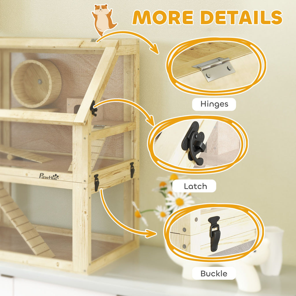 Spacious 3-Tier furniture-style Hamster Cage with Seesaw & Exercise Wheel