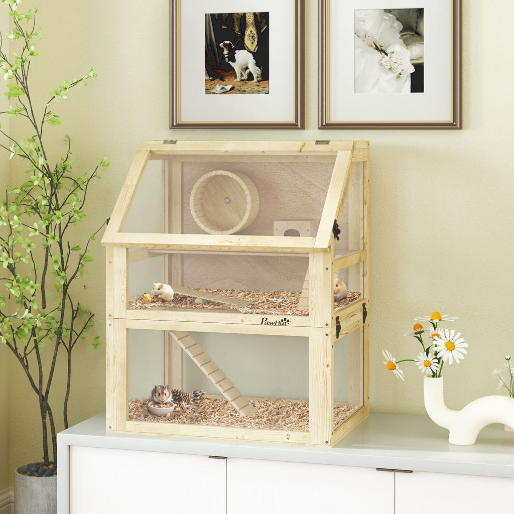 Spacious 3-Tier furniture-style Hamster Cage with Seesaw & Exercise Wheel