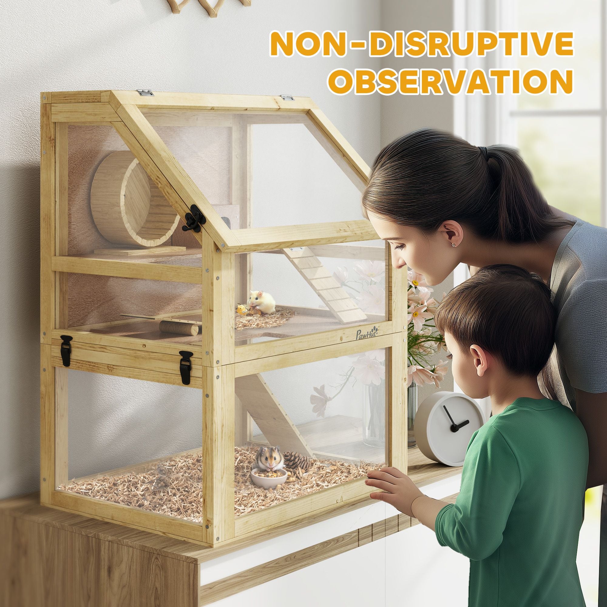 Spacious 3-Tier furniture-style Hamster Cage with Seesaw & Exercise Wheel