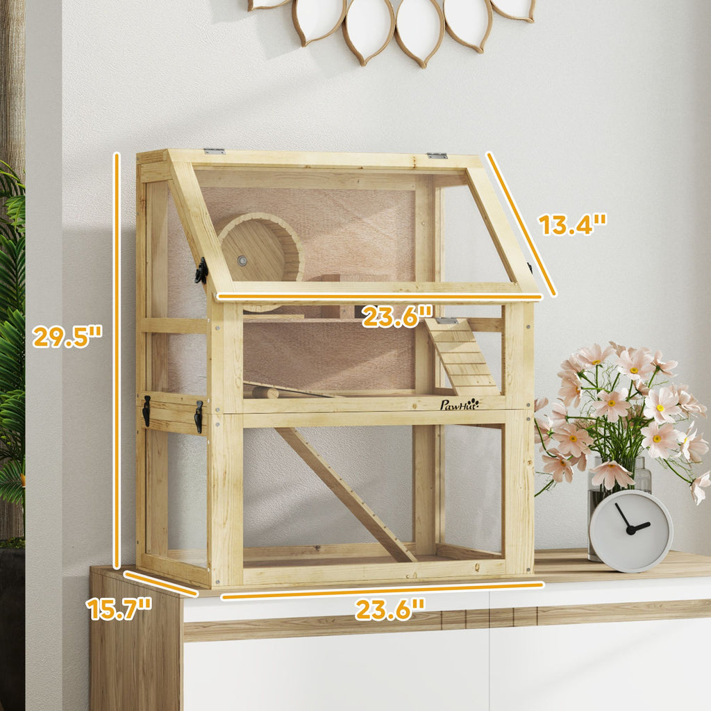 Spacious 3-Tier furniture-style Hamster Cage with Seesaw & Exercise Wheel