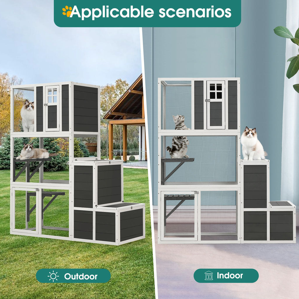 Give Your Feline Friends a Spacious Multi-Tier Cat Enclosure for Indoor & Outdoor Adventures