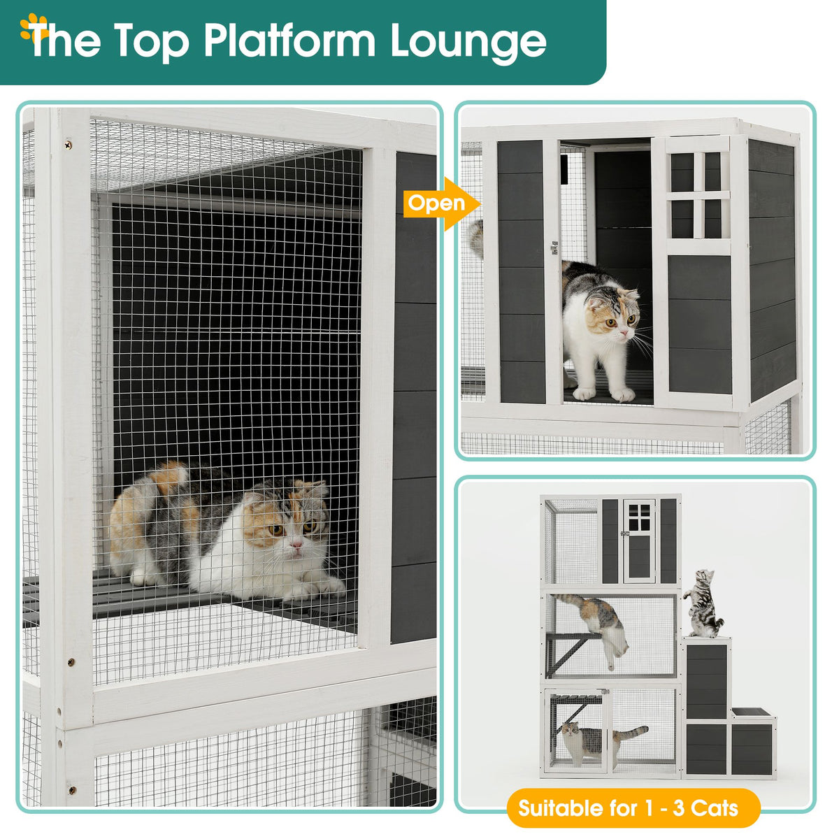 Spacious 3-Tier furniture-style Cat House for Indoor & Outdoor Use – image 17
