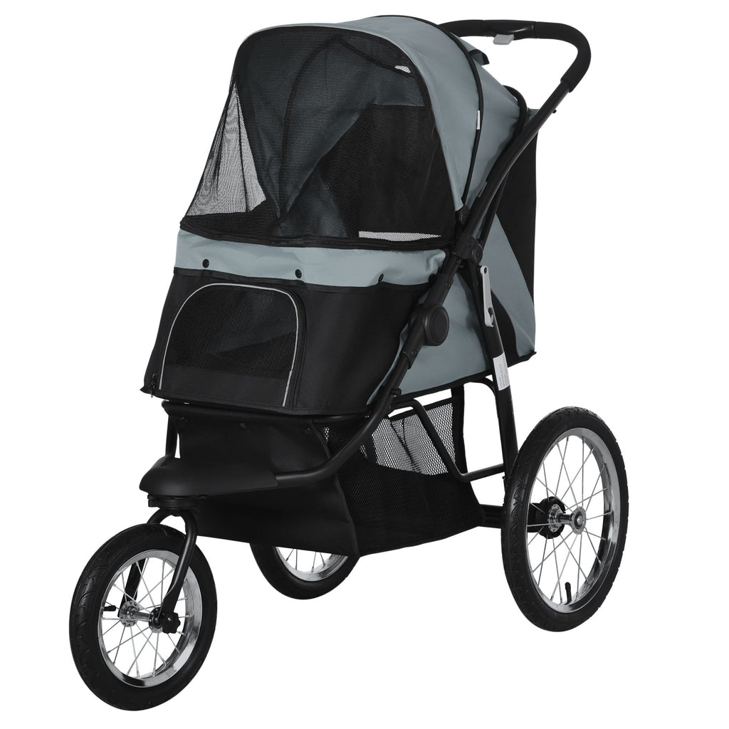 3-Wheel Pet Stroller with Adjustable Canopy & Safety Tether for Small to Medium Dogs